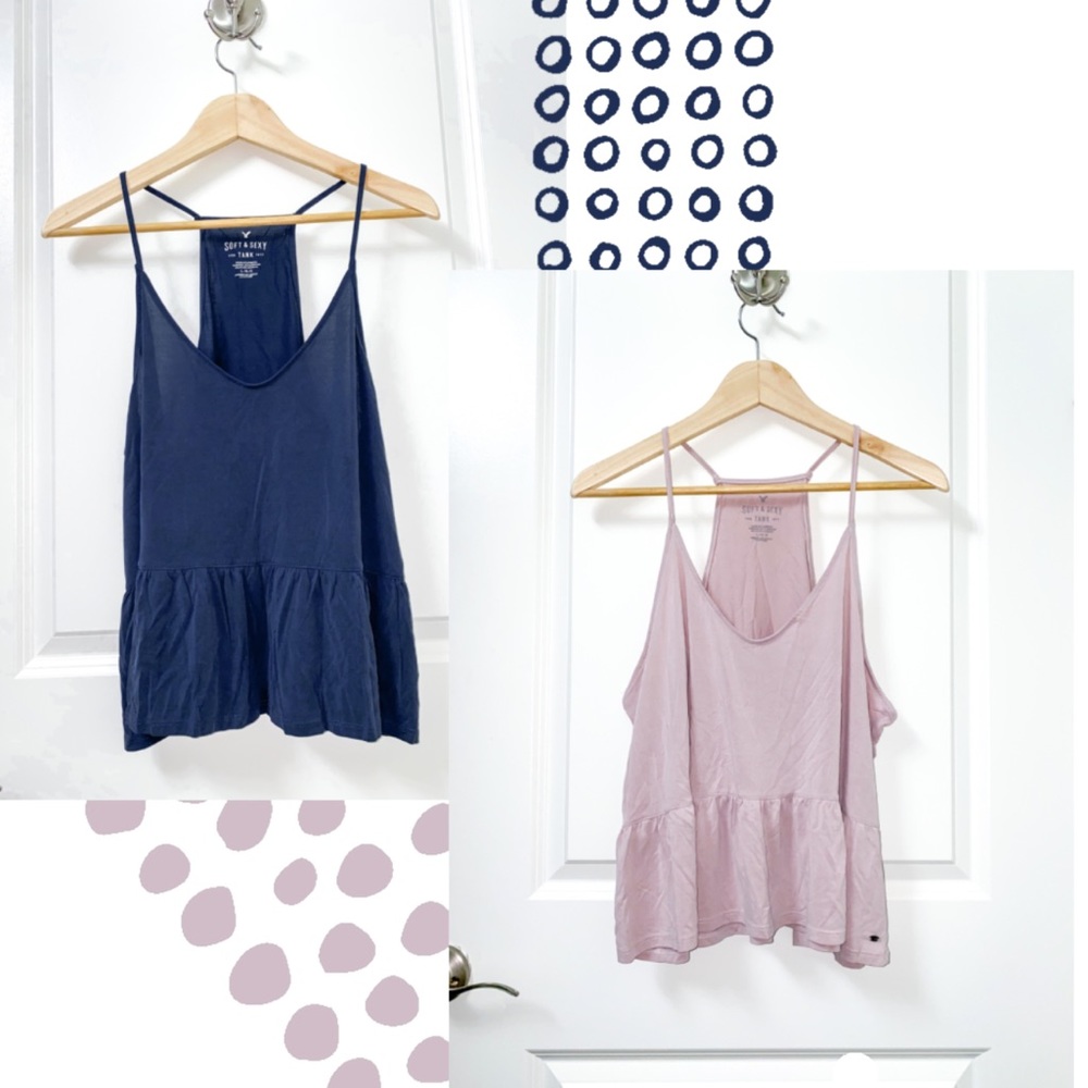 2 AEO Soft & Sexy Peplum Tanks